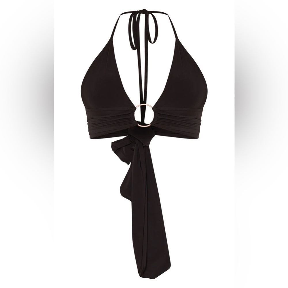 Pretty Little Thing Black Plunge Ring Detail Bralette